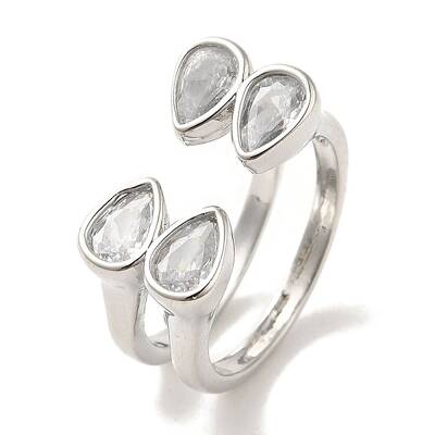 Brass Micro Pave Cubic Zirconia Rings for Women