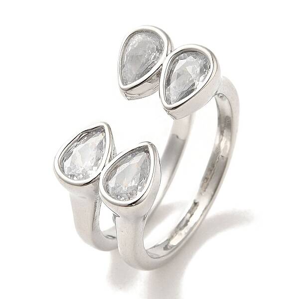 Brass Micro Pave Cubic Zirconia Rings for Women