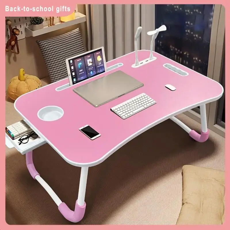 Ultra Large Portable Laptop Bed Table - Multi functional tray holder with cup holder and drawer, USB, fan, and light - Perfec...