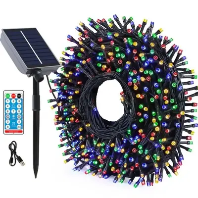 Solar Powered String LED Lights, Outdoor Waterproof LED Fairy Lights, Strobe Light, Colorful Ambient Light For Home Garden Pa...