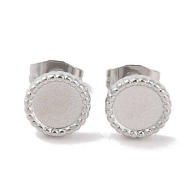Non-Tarnish 304 Stainless Steel Flat Round Stud Earrings for Women