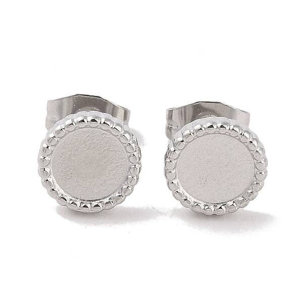 Non-Tarnish 304 Stainless Steel Flat Round Stud Earrings for Women