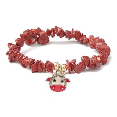 Natural Dyed Howlite Chips Stretch Bracelets