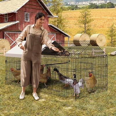 Garvee Chicken Coop 86 in ×40 in Chicken Runs for Yard with Cover Outdoor Metal Chicken Coop for Small Animals Duck Rabbit H...