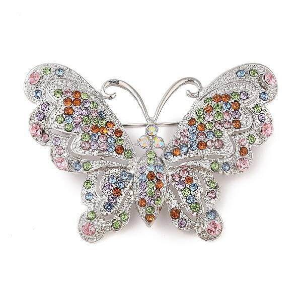Butterfly Zinc Alloy Rhinestone Brooches for Backpack Clothes