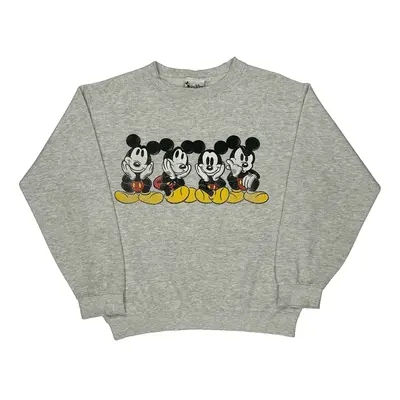 Mickey Mouse Disney Graphic Sweatshirt - Small Grey Cotton Blend