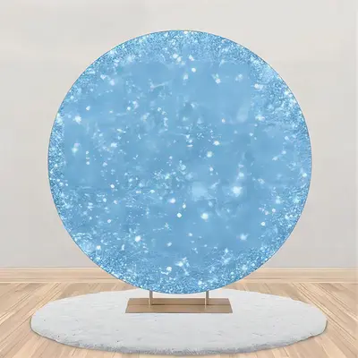 Blue Sparkling Simple Sky Round Birthday Backdrop - Aperturee