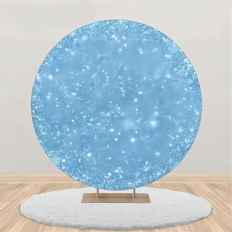 Blue Sparkling Simple Sky Round Birthday Backdrop - Aperturee