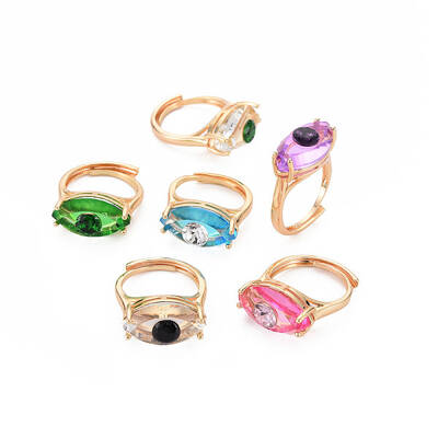 Evil Eye Glass Ajuastable Rings