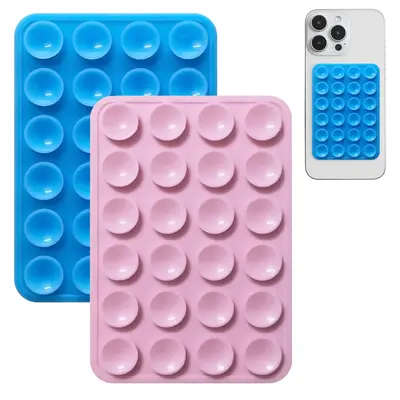 2 Pack Silicone Suction Phone Case Mount, Non Slip Sticky Phone Grip for Cellphone, Silicon Adhesive Suction Cup Phone Mount,...