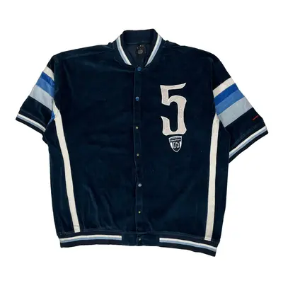 Fubu Velour Track Jacket - XL Blue Cotton Blend