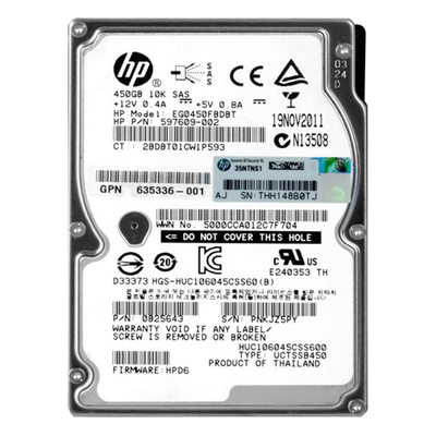 635336-001 HP 450GB 6Gb/s SAS 10000 2.5-inch Hard Drive