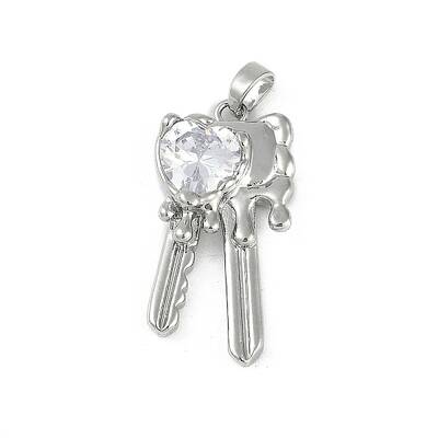 Brass Micro Pave Clear Cubic Zirconia Pendants