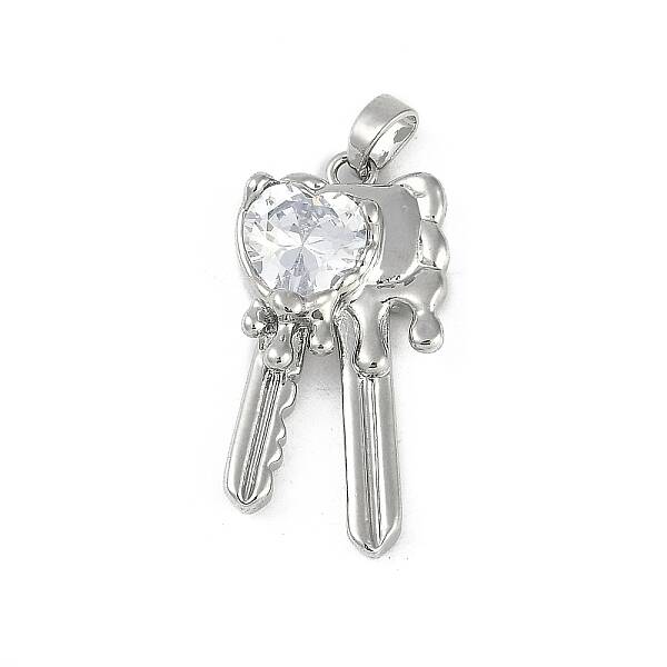 Brass Micro Pave Clear Cubic Zirconia Pendants