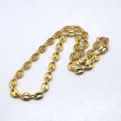 Fashionable 304 Stainless Steel Coffee Bean Chain Necklaces