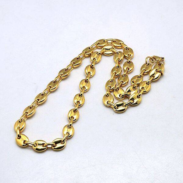 Fashionable 304 Stainless Steel Coffee Bean Chain Necklaces