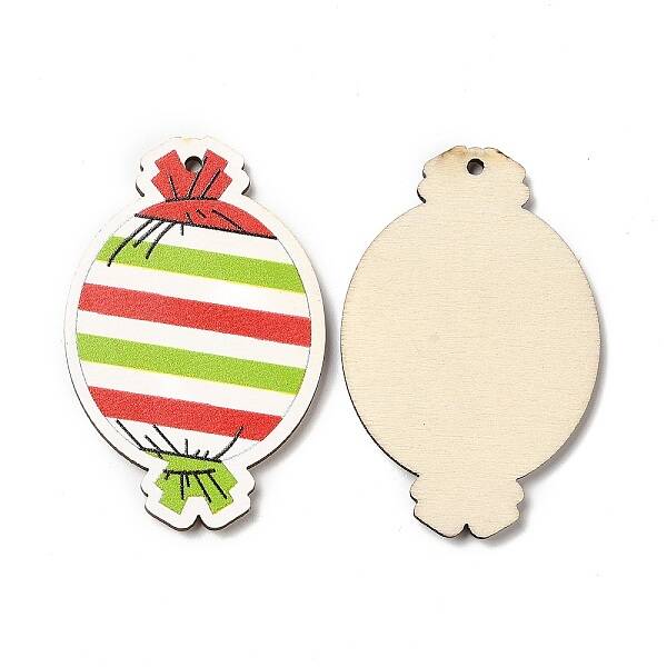 Single Face Christmas Printed Wood Big Pendants