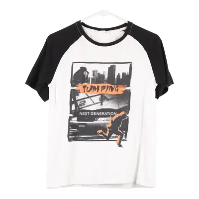 Age 12-13 Boys T-Shirt - Medium Black & White Cotton