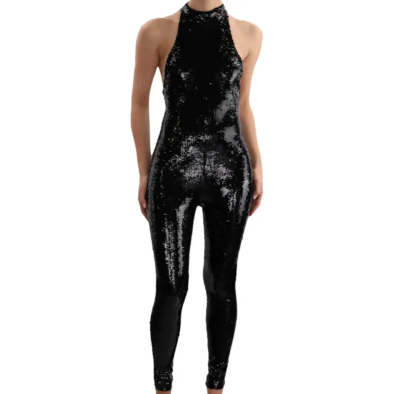 Saint Laurent Embroidered Jumpsuit - Small Black Nylon Blend