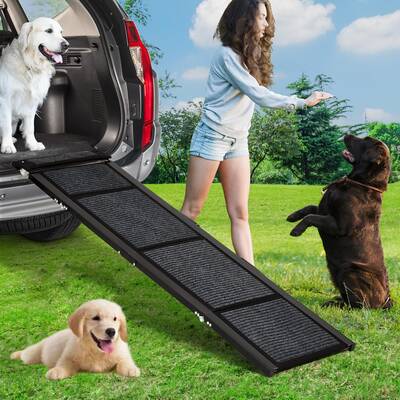 Garvee 63Ă—20 Portable Aluminum Dog Car Ramp, Folding Pet Ramp for Large Dogs with Non-Slip Surface Portable Dog Car Ramp...