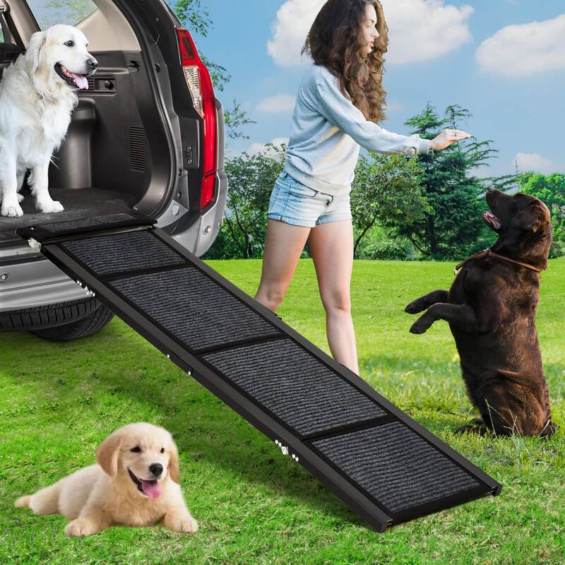 Garvee 63×20 Portable Aluminum Dog Car Ramp, Folding Pet Ramp for Large Dogs with Non-Slip Surface Portable Dog Car Ramp f...