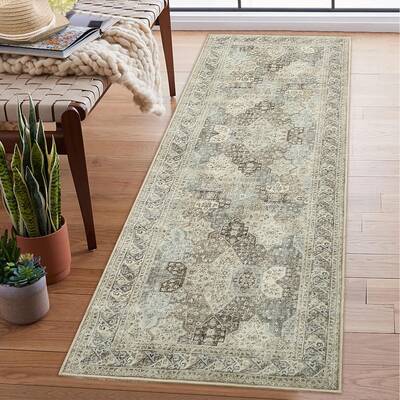 Garvee Washable Runner Rug 2x6 Boho Hallway Rug Runner Long Entryway Rug, Low-Pile Accent Rug for Bedroom, Non-Slip Soft Carp...