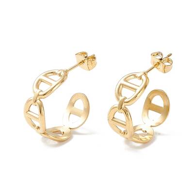 Ion Plating(IP) 304 Stainless Steel C-shape Stud Earrings