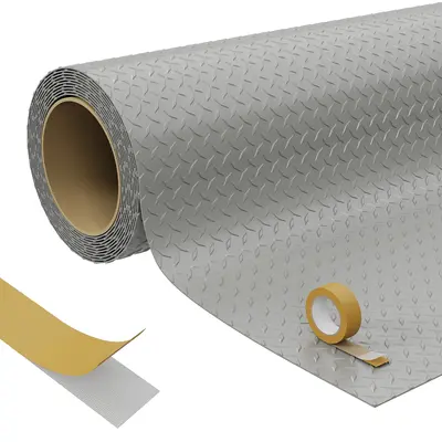 Garvee Heavy Duty Diamond Plate PVC Garage Floor Mat, 7.5x17 ft, 2.0mm Thick, Waterproof Non-Slip Protector, Cut to Fit, Easy...