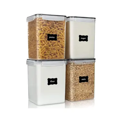 Large Food Storage Containers 5.2L / 176oz, Vtopmart 4 Pieces BPA Free Plastic Airtight Food Storage Canisters for Flour, Sug...