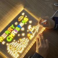 FCESUY LED Note Board with Colors Acrylic Dry Erase Board with Light Glowing LED Message Board with Stand Light Up and 14 Pin...