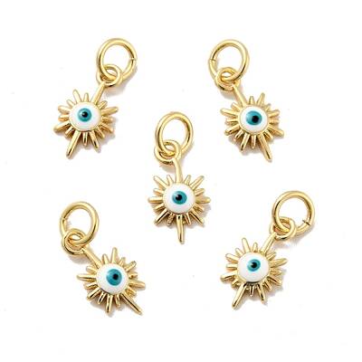 Sun with Evil Eye Brass Enamel Pendants