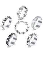 Punk Goth Style Rotating Star & Moon Design Rings, Gifts for Men/Women, Stress Relief Rings, Matching Funky Unique Accessorie...