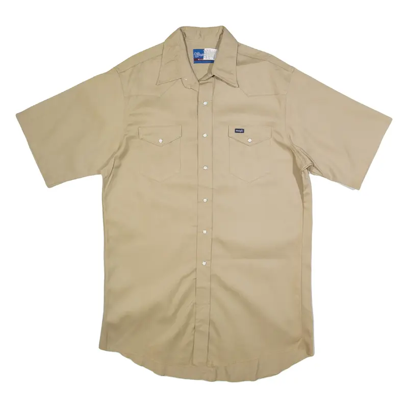 WRANGLER Mens Plain Shirt Beige Long Sleeve L