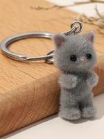Cute Cat Design Bag Charms, Hand Made Fuzzy Keychain for Car Keys for Women & Men, Fashion Accessories for Bag Backpack Walle...