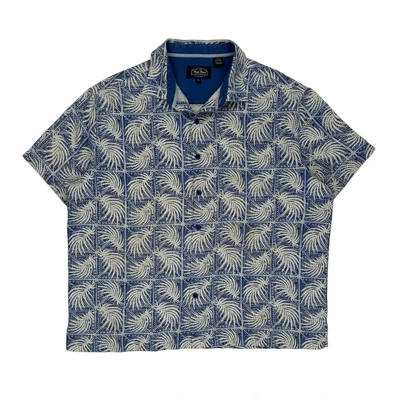 Nat Nast Hawaiian Shirt - XL Blue Silk Blend