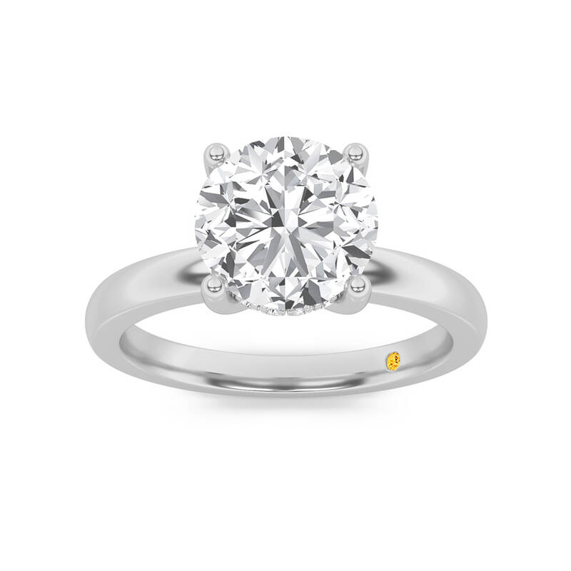 Secret Sparkle Hidden Halo Round Lab Grown Diamond Engagement Ring | 18K White Gold 2 1/10 CT. TW.