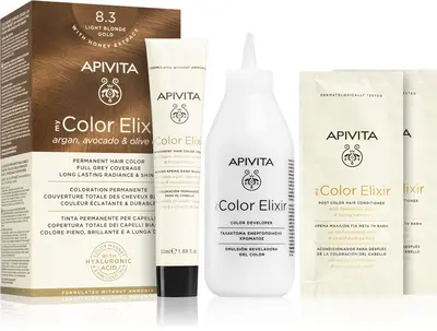 Apivita My Color Elixir ammonia-free hair dye color 8.3 Light Blonde Gold