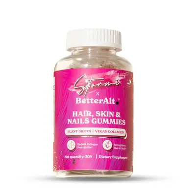 Stormi x BetterAlt Hair, Skin & Nails Gummies | Plant Biotin, Vegan Collagen, Hyaluronic, Vitamin E & C infused Gummies | 30 ...