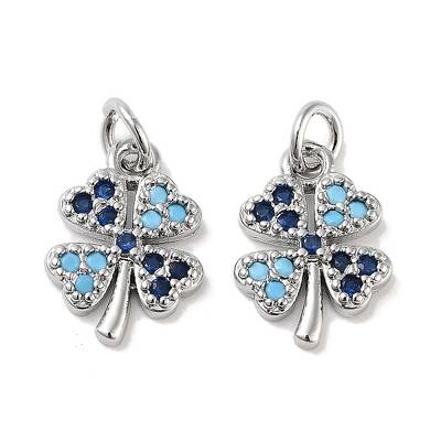Clover Brass Micro Pave Cubic Zirconia Charms