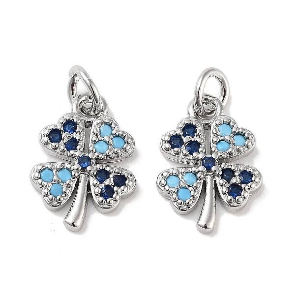 Clover Brass Micro Pave Cubic Zirconia Charms