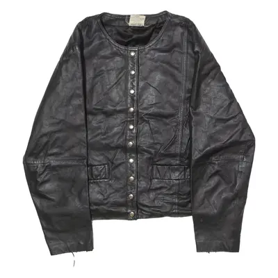 GIRL Womens Blazer Jacket Black Leather 80s UK 12