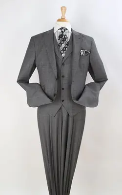 Apollo King Men's 3pc 100% Wool Peak Lapel Suit Stylish and Fashionable
