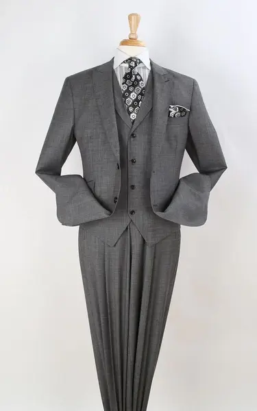 Apollo King Men's 3pc 100% Wool Peak Lapel Suit Stylish and Fashionable