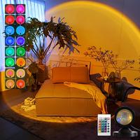 USB Powered Corner Sunset Mini Atmosphere Light, 16 Color LED Projector with Remote Control, Portable Projector for Photograp...