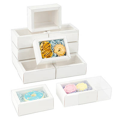 Foldable Paper Drawer Boxes with Clear Plastic Cover