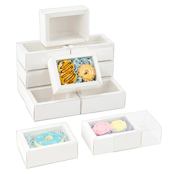 Foldable Paper Drawer Boxes with Clear Plastic Cover