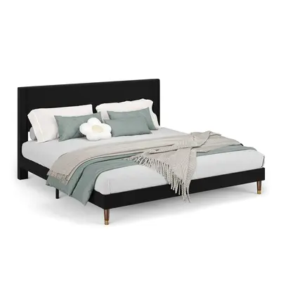 Garvee King Bed Frame with Headboard, Corduroy Upholstered Platform Bed with Wooden Slats Support - No Box Spring Needed & No...