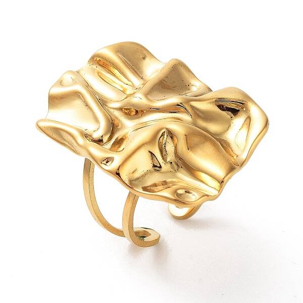 Hammered 304 Stainless Steel Open Cuff Rings for Women