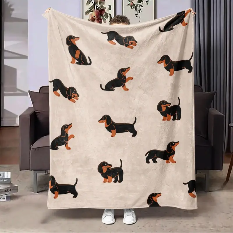 Dog Pattern Blanket, 1 Count Soft Throw Blanket for All Seasons, Warm Blanket for Bed Couch Sofa Chair