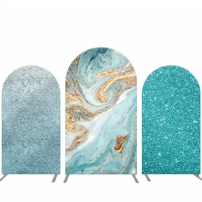 Aperturee Glitter Tear Blue Marbling Arch Backdrop Kit For Party | Diy Round Arch Backdrop | Custom Chiara Arched Covers | Ch...